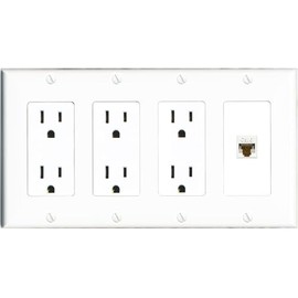 RiteAV CAT6 Wall Plate 4 Gang with 3 x 15A Duplex Power Outlets