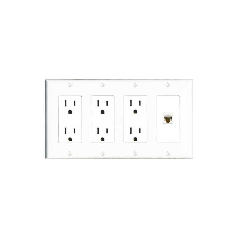 RiteAV CAT6 Wall Plate 4 Gang with 3 x 15A