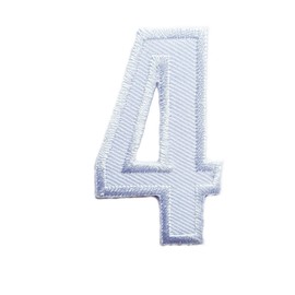 2 INCH White Number 4 Patches Appliques Fabric Decorating for Hat Cap Polo Backpack Clothing Jacket T-Shirt DIY Embroidered Iron On/Sew On Patch