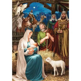 YEESAM ART Diamond Painting Kits Full Drill, Jesus Nativity Religion Believers Priest 30x40 cm DIY 5D Diamond Art Mosaic Crafts for Adults Beginner Crystals Cross Stitch Christmas (Nativity)