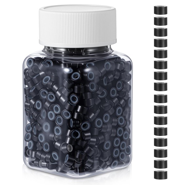 Wanmu 1000 Pcs 5mm Black Hair Tinsel Beads, Hair Extension