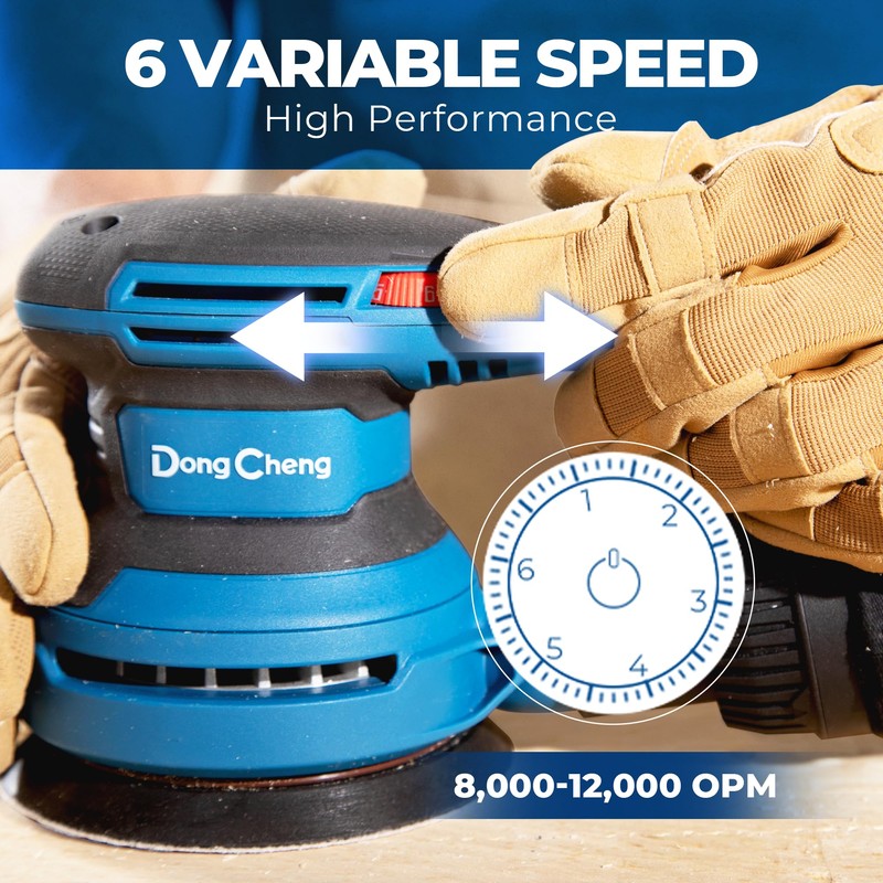 Dong Cheng 5-Inch Random Orbital Sander 3.2A 12800OPM Electric Palm