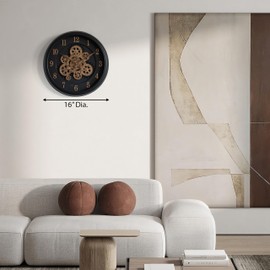 Clockswise 16'' Industrial Exposed Rotating Gear Wall Clock Steampunk Aesthetic with Vintage-Inspired Design Rustic Accents & Mechanical Charm Perfect for Living Room Bedroom Office or Entryway Décor