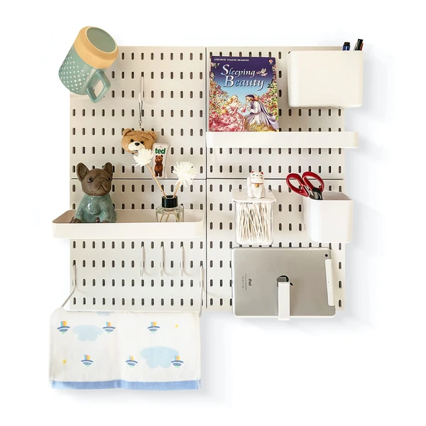 JoyBHole Pegboard Combination Kit and 13 Accessories(Shelf Hook Brackets Container)