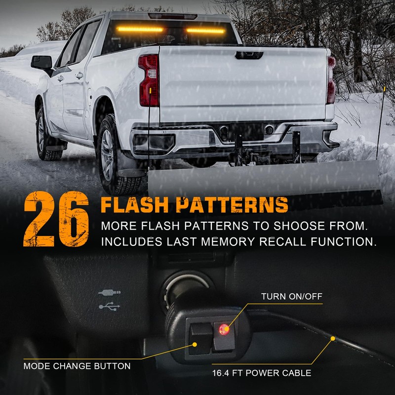 XRIDONSEN 2 in 1 Emergency Strobe Traffic Advisor Amber Light