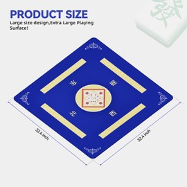 LYBHWBF Mahjong Mat for Table - Non-Slip Noise Reduction Gaming Mat 32.4x32.4 Inch for Mahjong Poker Board Games Card Games Dominoes (Blue)