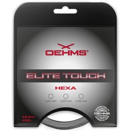 OEHMS Elite Touch Hexa | Hexagonal, Sharp-Edged Co-Polyester Tennis String | Comfort & Spin | Ø 1.25 mm (16Lg) | 12.2 m Set (40 ft)