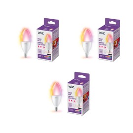 WiZ Connected 40W B12 LED Smart Light Bulbs - Connects to Your Wi-Fi - E12 Smart Bulb - Control with Voice or App + Activate with Motion - Matter Compatible - 3 Pack