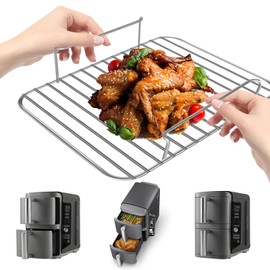 GWY Air Fryer Replacement Parts for Ninja SL401 DoubleStack XL 2 Basket air fryer, 8.5''×7.2''×1.8'' Stainless Steel Air Fryer Wire Rack Accessories Roasting Steamer Grill Racks, Dishwasher safe
