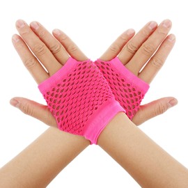 DIVINA VITAE 80s Short Fingerless Gloves Women 80s Neon Fishnet Gloves Fingerless Stretch Mesh Gloves Retro Nylon Fish Net Gloves