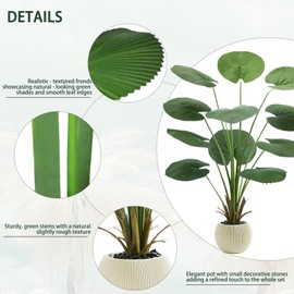 TXABL Artificial Palm Tree Faux Fan Palm Tree, 5FT Tall Tropical Areca Floor Plant in Pot Indoor and Outdoor Round Leaves Fake Plant for Home Bathroom Porch Outside Patio Decor