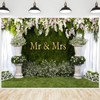 CRTPOD Wedding Backdrop Mr and Mrs White Curtain Floral Grass