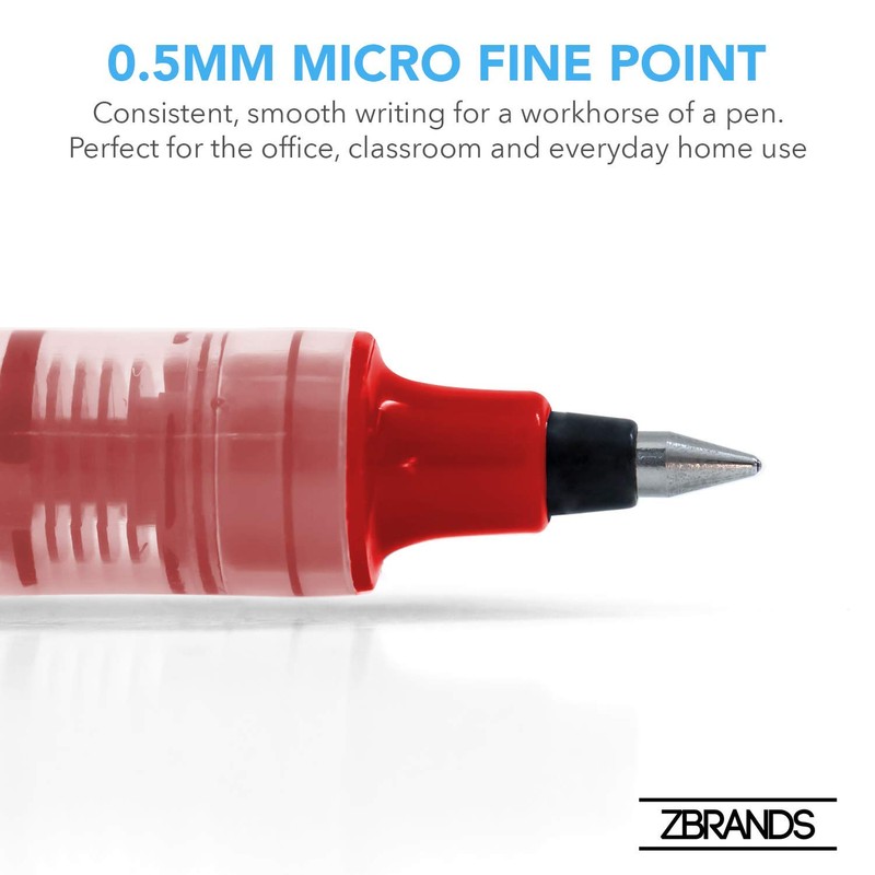 ZBRANDS // Red Ink Pens, Liquid Ink Roller Pen, Micro