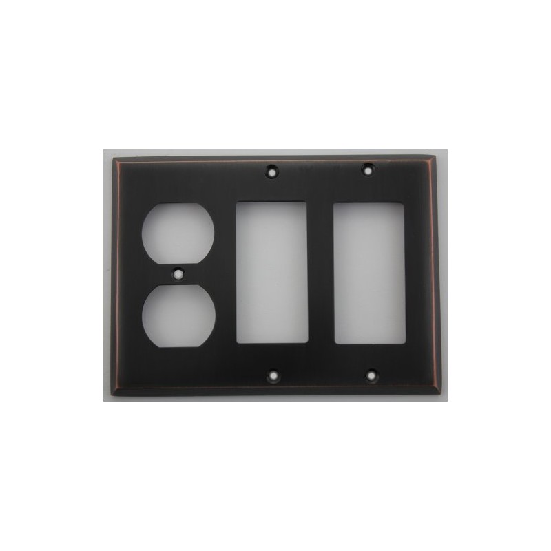 Oil Rubbed Bronze 3 Gang Wall Plate - 1 Duplex