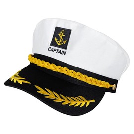 Adjustable Sailor Hat,Cabilock White Yacht Captain Costume Hat,Navy Marine Admiral Cap Funny Sailor Cap for Cosplay