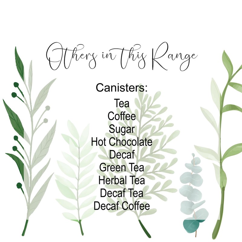 Green Leaves Decaf Tea Storage Canister - Vibrant Foliage Kitchen