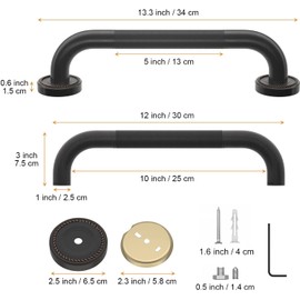 12 Inch Anti Slip Bronze Shower Grab Bar Oil Rubbed Black,ZUEXT Antique Brass Bathroom Grab Bar, Knurled Bathroom Balance Bar,Safety Hand Rail Support Handicap Elderly Injury Senior Assist Bath Handle
