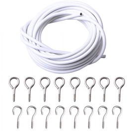 SO USEFUL 2/3 Meter Net Curtain Wire, Hanging Cord Kit with 8 Pairs of Hooks and Eyes for Net Curtain Rods. (2m)