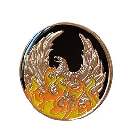 1 Year NA Style Clean Time Chip Black Phoenix Rising from Ashes Tri-Plate Sobriety Medallion