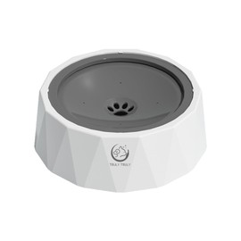 Spill Proof Slow Drinking Pet Water Bowl, Vehicle Travel Friendly Water Bowl for Cats and Dogs (White, 1 L)