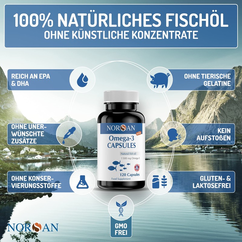 NORSAN Premium Omega-3 Capsules, High Dose, 1,500 mg Omega 3