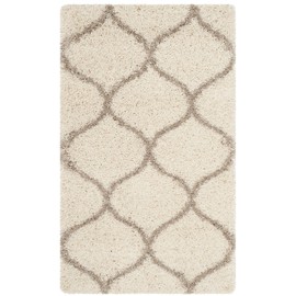 SAFAVIEH Hudson Shag Collection SGH280D Moroccan Ogee Trellis Non-Shedding Living Room Bedroom Dining Room Entryway Plush 2-inch Thick Accent Rug, 2' x 3', Ivory / Beige