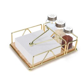 1 PCS Napkin Holder for Kitchen, Gold Napkin Holder with Weighted Arm, Gold Tissue Holders with Dispenser Arm, Paper Hand Towel Holder for Kitchen Decorations