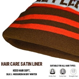 City Classic Cuff Beanie Hat Cuffed Winter Hat Knit Toque Skull Cap Brown&Orange