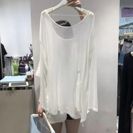 a525 Bikini Cover-up Summer Loose Plus Size Slimming Round Neck for Curvy Women Backless 3XL Recommended 75.00 Kg-85.00 Kg/White 10ea