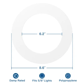 Amico 36 Pack Goof Rings for 6 Inch Recessed Lights, Can Light Trim Ring Cover, Outer Diameter 8.6-inch, Inner Diameter 6.2-inch, Durable Plastic Design, White