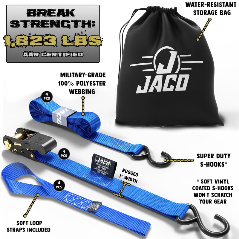 JACO Ratchet Tie Down Straps - 1 inch x 15