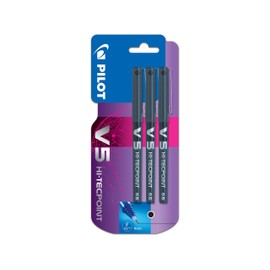 Pilot V5 Liquid Ink Rollerball Pen, 0.5 mm Tip - Black, Pack of 3