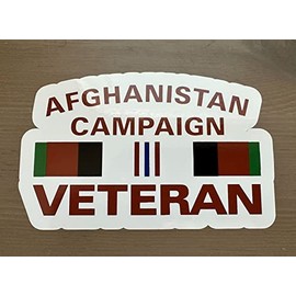 Afghanistan Campaign Veteran with Ribbon Bumper Sticker with DIE Cut