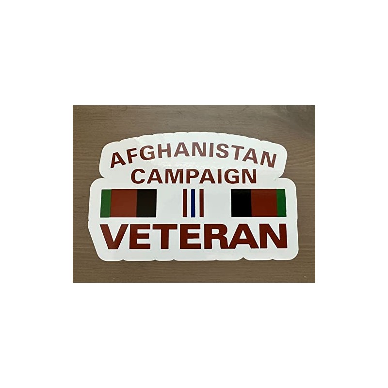 Afghanistan Campaign Veteran with Ribbon Bumper Sticker with DIE Cut