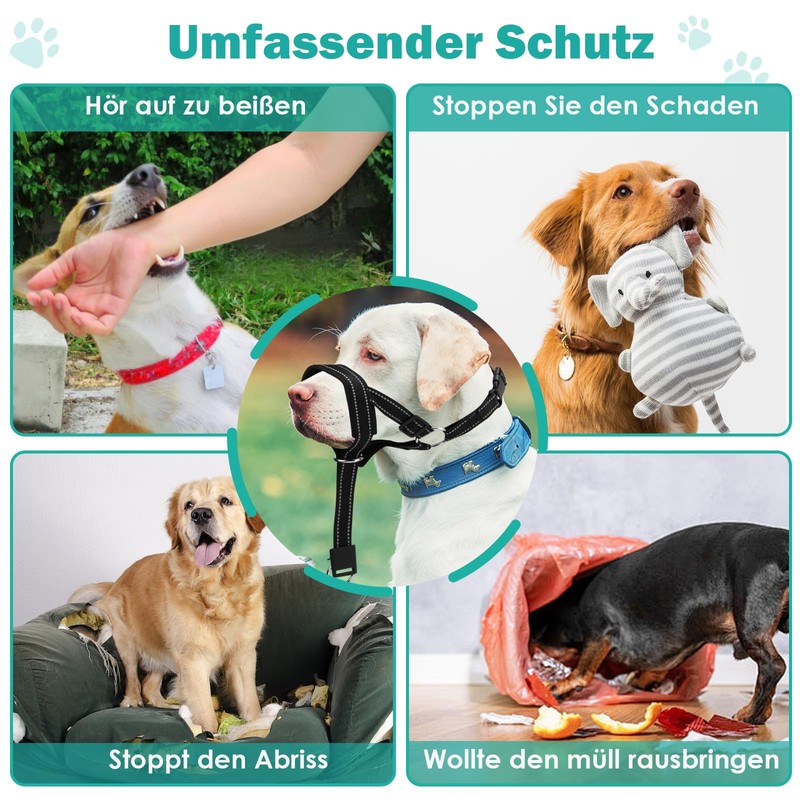 Dog Muzzle with Adjustable Head Halter - Reflective Training Harness,