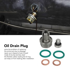 Oversize Piggyback Oil Drain Plug, M12.1-1.5x15mm M14.1-1.5x15mm M12.1-1.25x15mm Stainless Steel Self Tapping Oil Pan Thread Repair Kit with Hex Wrench O Ring Gasket (M12.1-1.5x15mm)