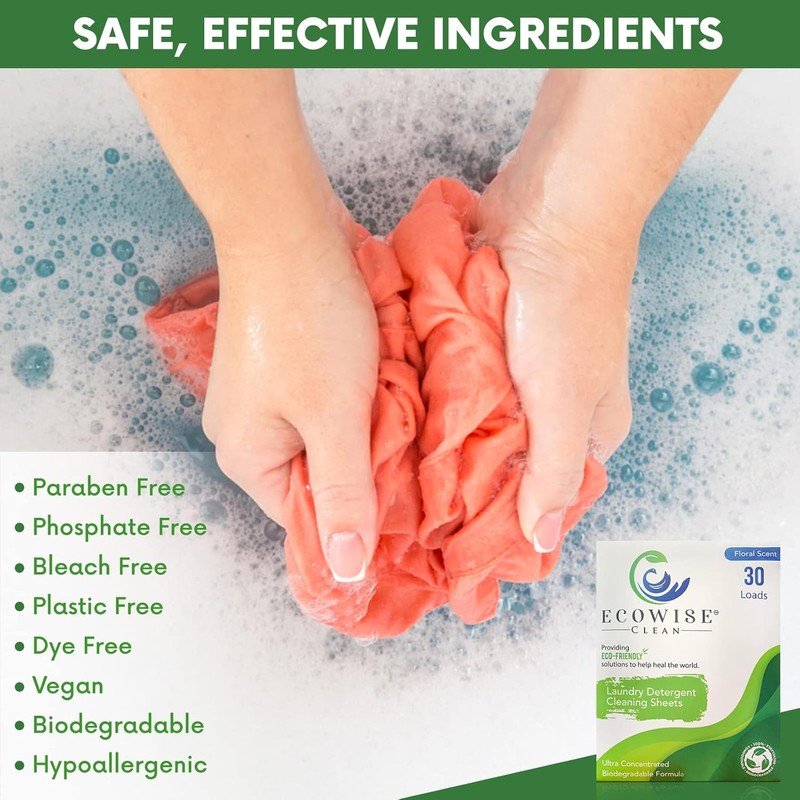 Laundry Detergent Sheets Eco-Friendly Strips, Concentrated Biodegradable Washer Sheets, Floral,
