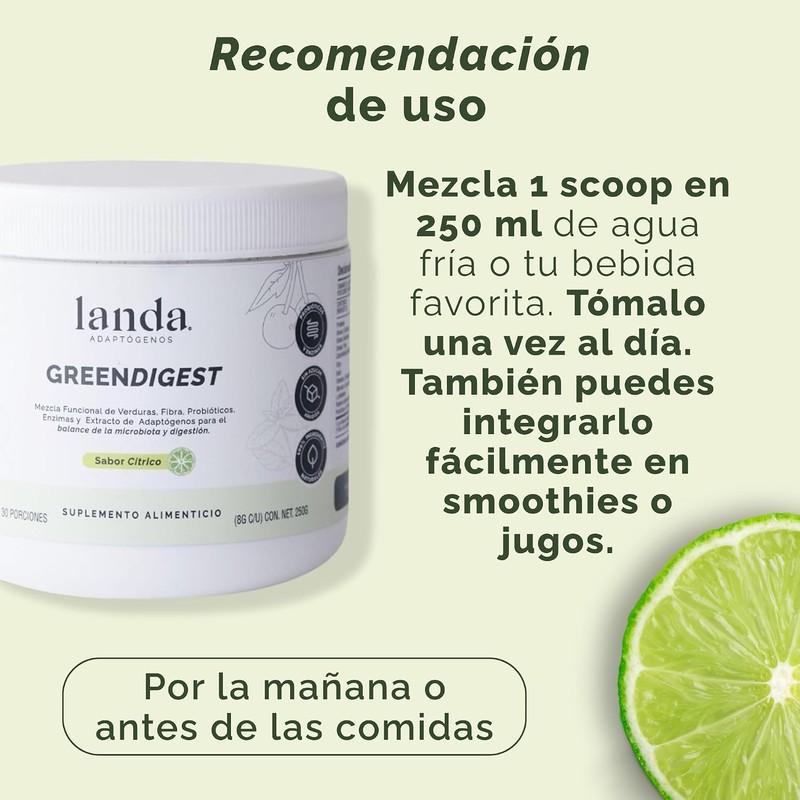 LANDA GreenDigest Mix Verde en Polvo con Probióticos 10 Billion