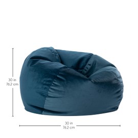 FDP 30" Soft Velvety Bean Bag Chair, Furniture for Kids and Teens, Perfect for Reading, Playing Video Games or Relaxing - Peacock