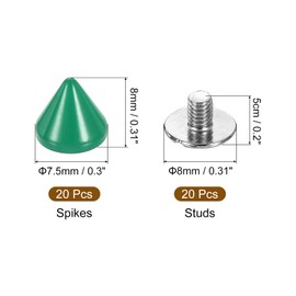uxcell 20Set Spikes and Studs Kit, 7.5 x 8mm Cone Spikes Punk Rock Rapid Rivets Screw for DIY Leather Craft Belt Bags Shoes Accessories, Cyan