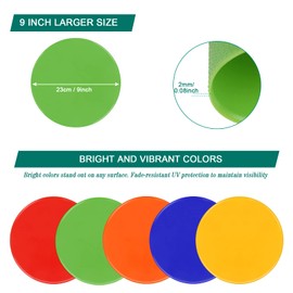 SIFENYU Spot Markers 9 Inch 15pcs Rubber Agility Dots Flat Cones Non Slip Sports Dots Floor Spots Agility Markers for Kids Soccer Football Basketball Speed Agility Training, Classroom Activities