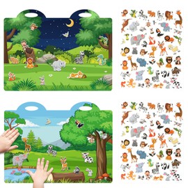 3D Jungle Animals Puffy Sticker Play Set Gifts Sticker Book Zoo Animals Window Clings Decals Home Airplane Classroom Nursery Safari Party Supplies Decorations Removable 100 Reusable Puffy Stickers