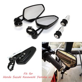 Black Motorcycle 7/8" Handle Bar End Mirrors For Yamaha FZ09 FZ07 2015-2017 For Kawasaki Z1000 / Z750 / ER-6F / ER-6N For CB1000R For Suzuki GSF1250 600 / SV650 1000