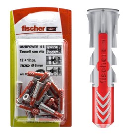 Fischer 537621 Dowel dUOPOWER, Grey/red, 10 x 50 mm, Set of 8 Pieces