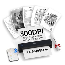 iDPRT Portable Thermal Printer, 300DPI Inkless-Bluetooth Small Mobile Printers Wireless for Travel, Office, Vehicles, Home Use, Supports 8.5" x 11" US Letter, A4 A5, Compatible with iOS, Android, PC