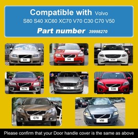 Goholy Car Door Handle Cover Cap Compatible With Volvo 07-16 S80/04-10 S40/09-17 XC60/08-16 XC70/08-15 V70/10-13 C30/06-13C70/05-12 V50 39998270 Door Key Cover Handle Accessories Lock Cap Beach Golden