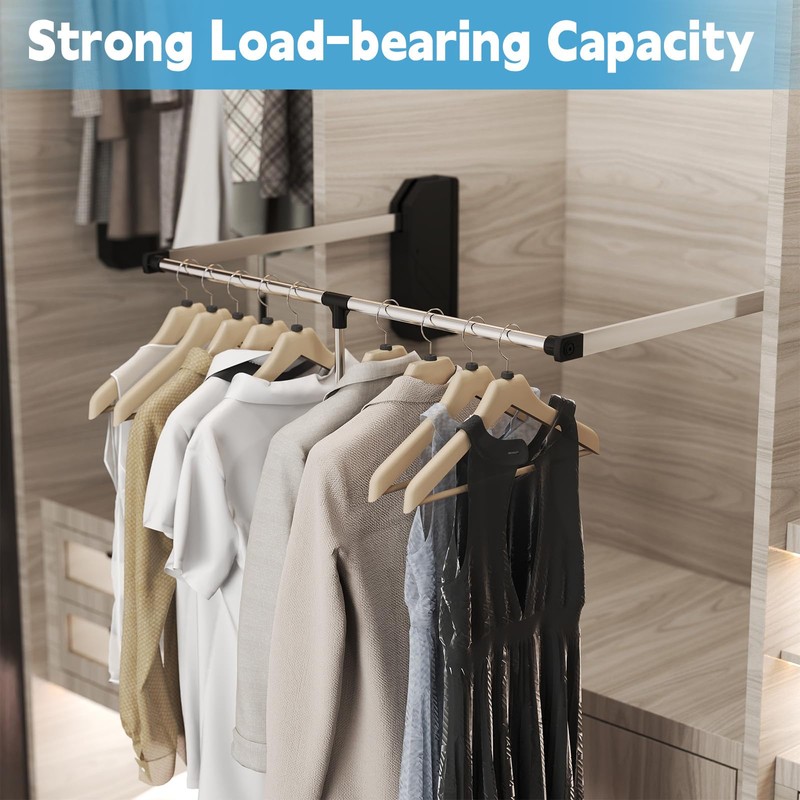 WYJREES Pull Down Closet Rod, Pull Down Clothing Rod for