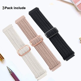 ViCRiOR 3 Pack Braided Stretchy Solo Loop Watch Bands Compatible with Veryfitpro ID205L Watch, 19mm Elastic Nylon Strap for Willful SW021 ID205L/SW025 ID205S / YAMAY SW020 SW021 SW023 ID205 ID205L