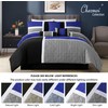 Chezmoi Collection Upland 7-Piece Quilted Patchwork Comforter Set, Blue/Black/Gray, Queen