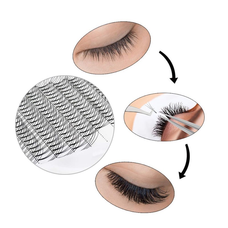 QUEWEL Premade Lash Fans, 8D Premade Fans Eyelash Extensions 0.07mm